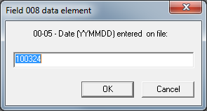 Edit Field 008 Dialog  Text Entry