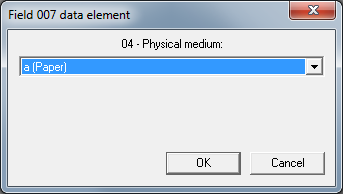 Field 007 Data Element Dialog