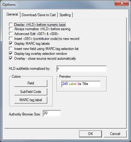 General Options Dialog