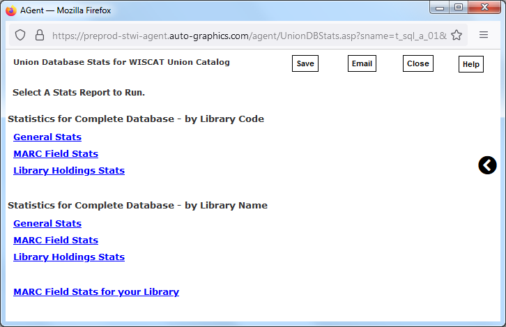 Database Field Statistics Screen