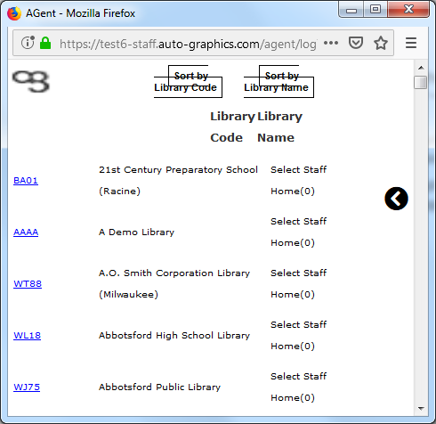 Library Code Lookup Screen