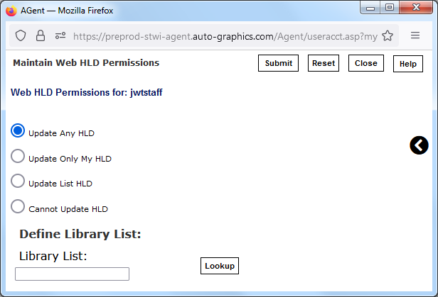 Web HLD Permissions Screen