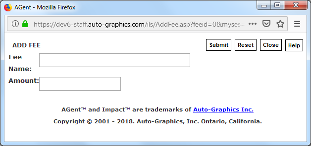 image of Add Fee Screen