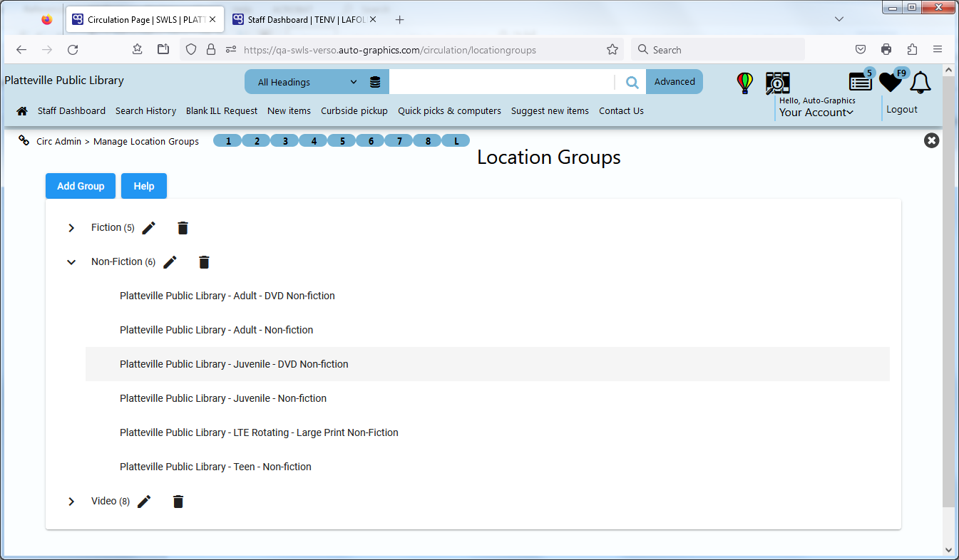 image of Location Groups Screen