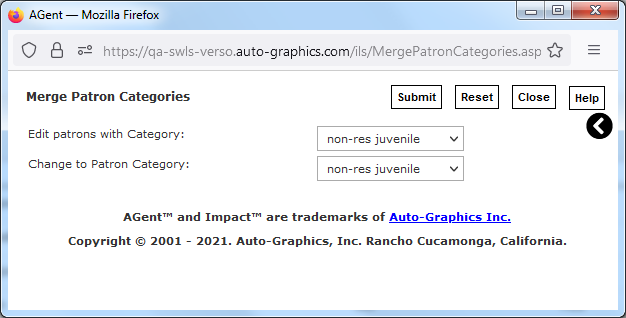 image of Merge Patron Categories Screen