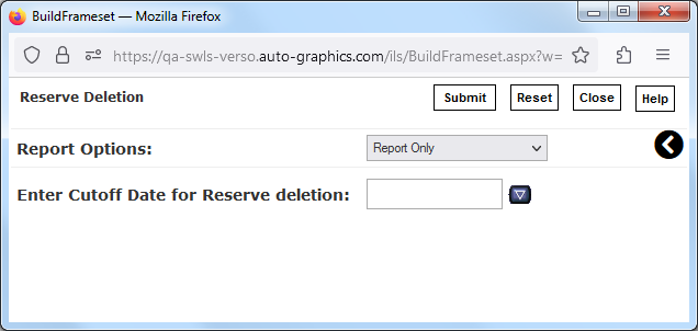 Reserve Deletion Screen