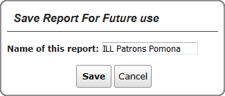 Save Report for Future Use dialog
