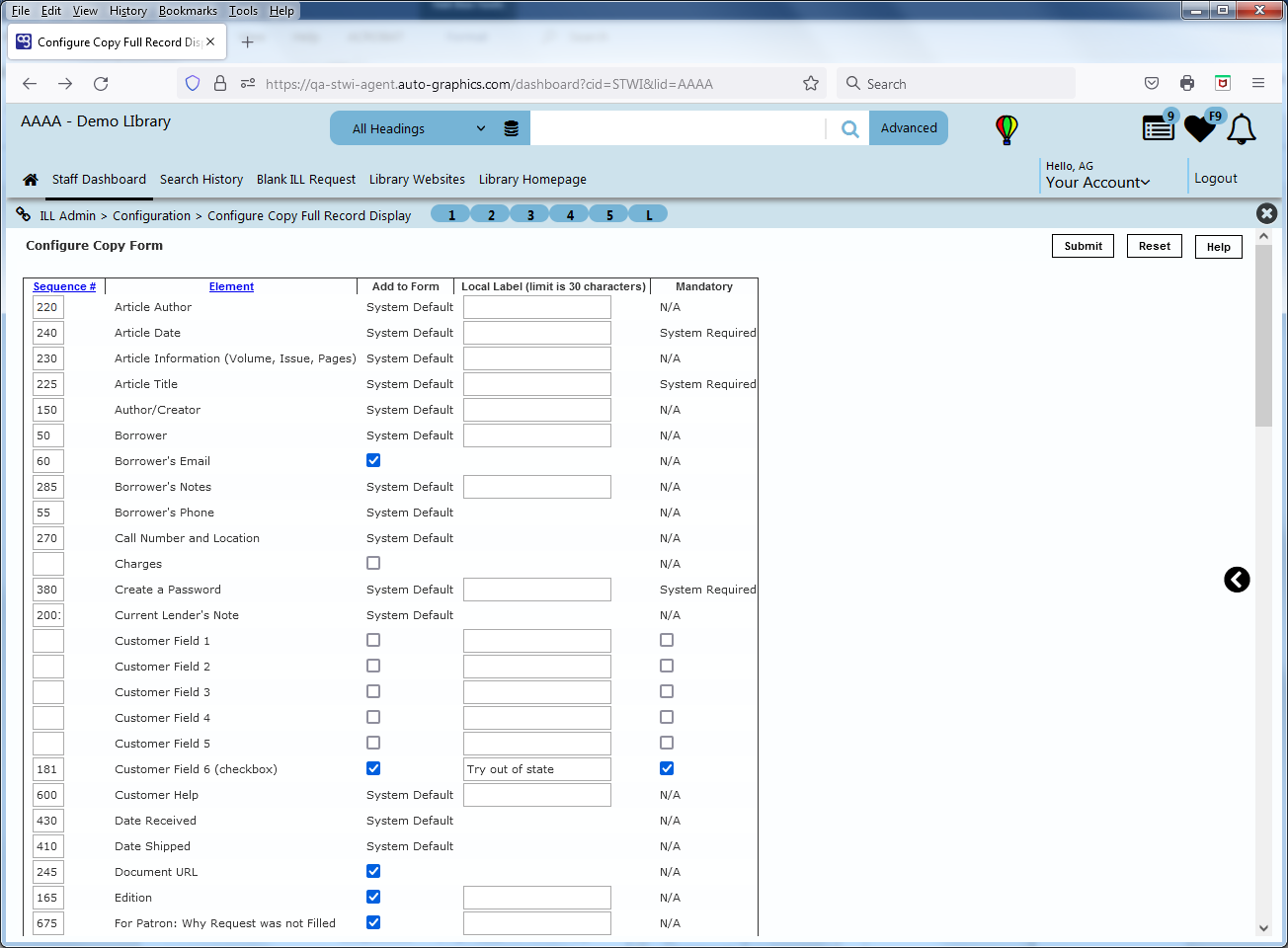 Configure Copy Full Record Display Screen