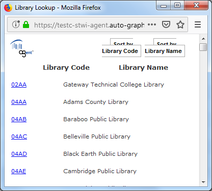 Library Code Lookup Screen