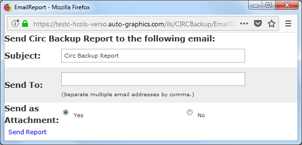 Email Report Screen