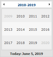 Date Entry Calendar - Years