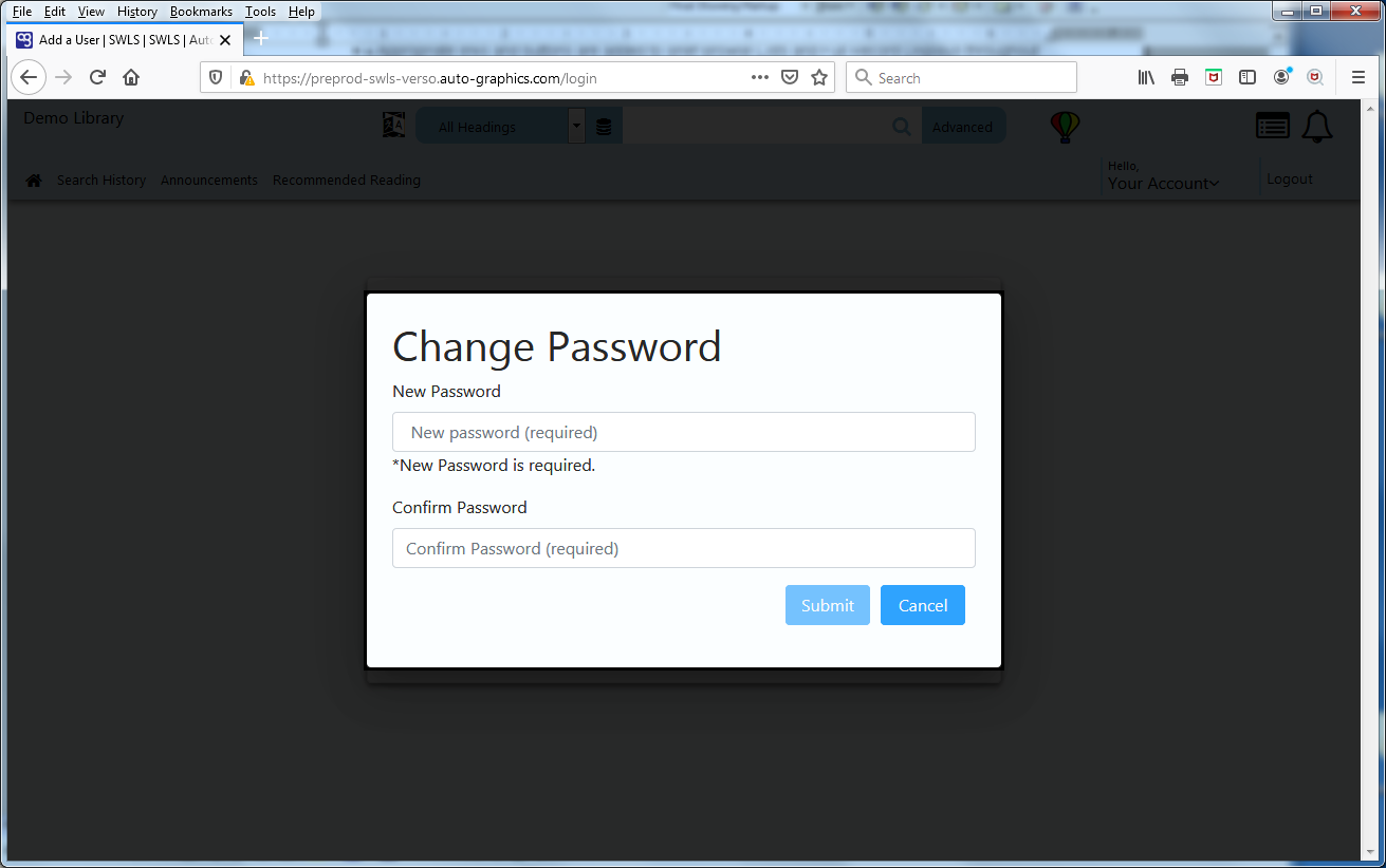 Permanent Password Screen