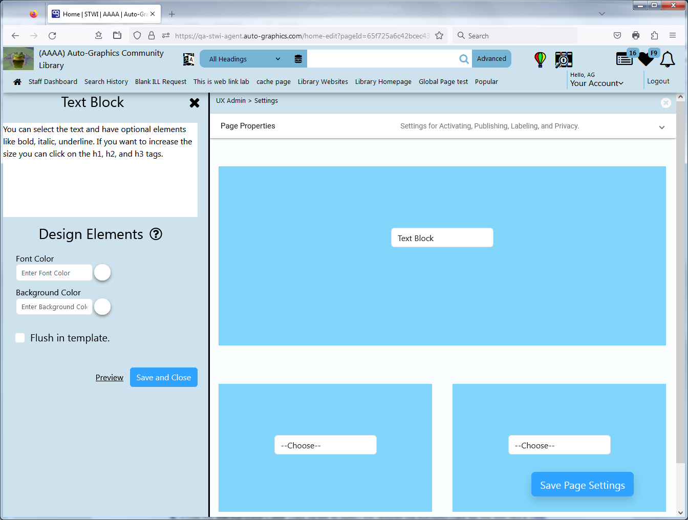 Text Block Component Page