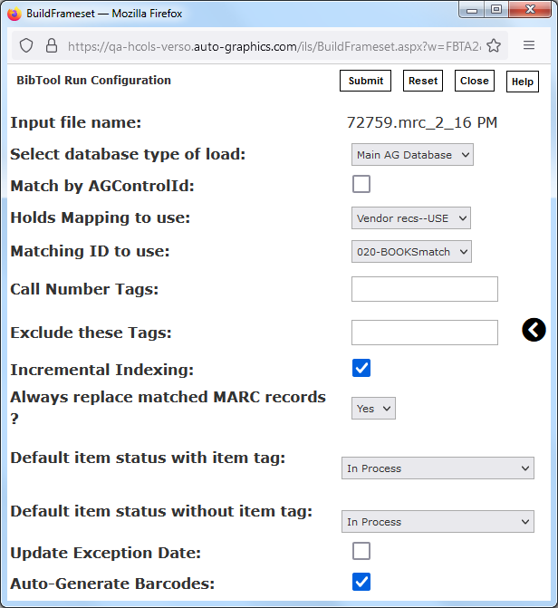 BibTool Run Configuration Screen