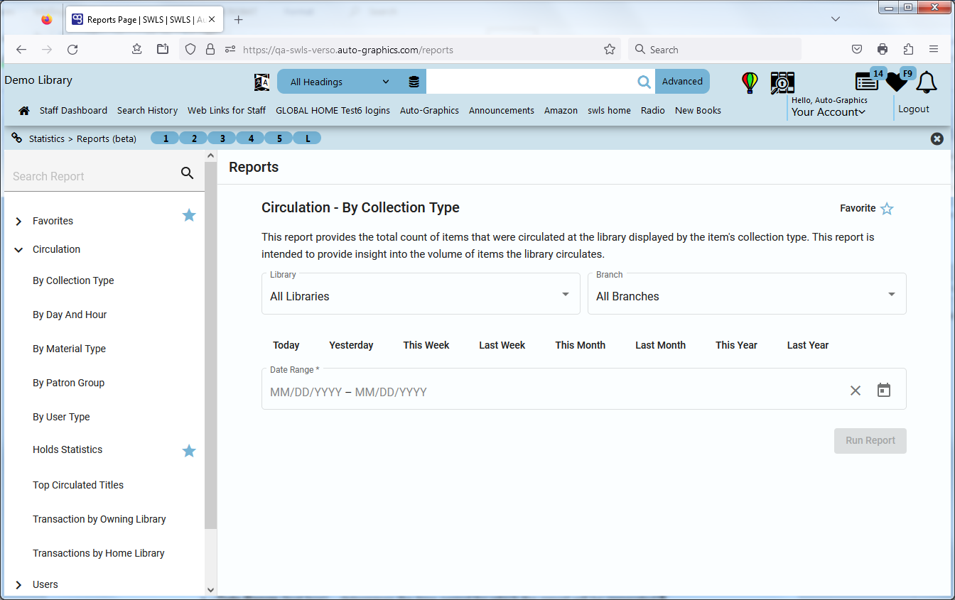 Circulation  By Collection Type Screen