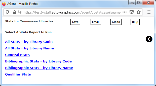 Database Statistics Screen