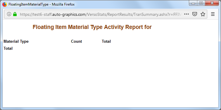 Floating Item Material Type Report