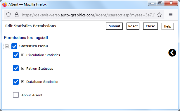 Statistics Permissions Screen