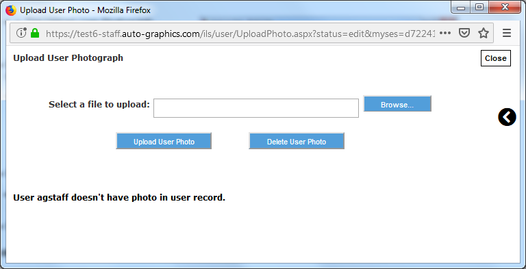 Upload User Photograph Screen