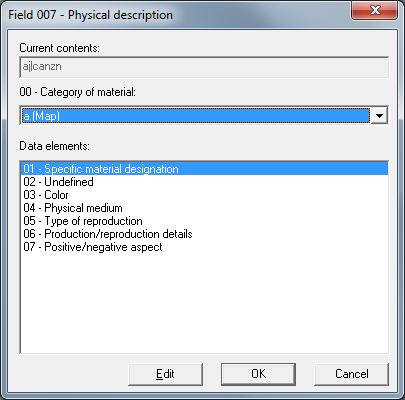 Edit Field 007 Dialog  Data Elements