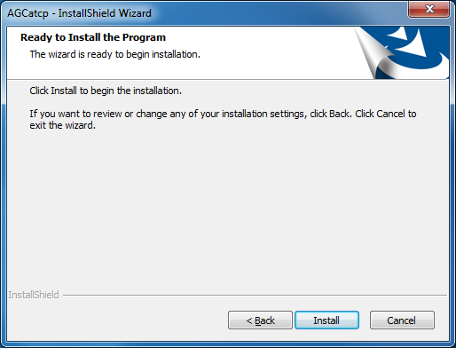 Ready to Install the Program Dialog