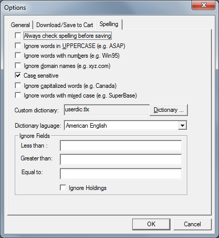 Spelling Options Dialog