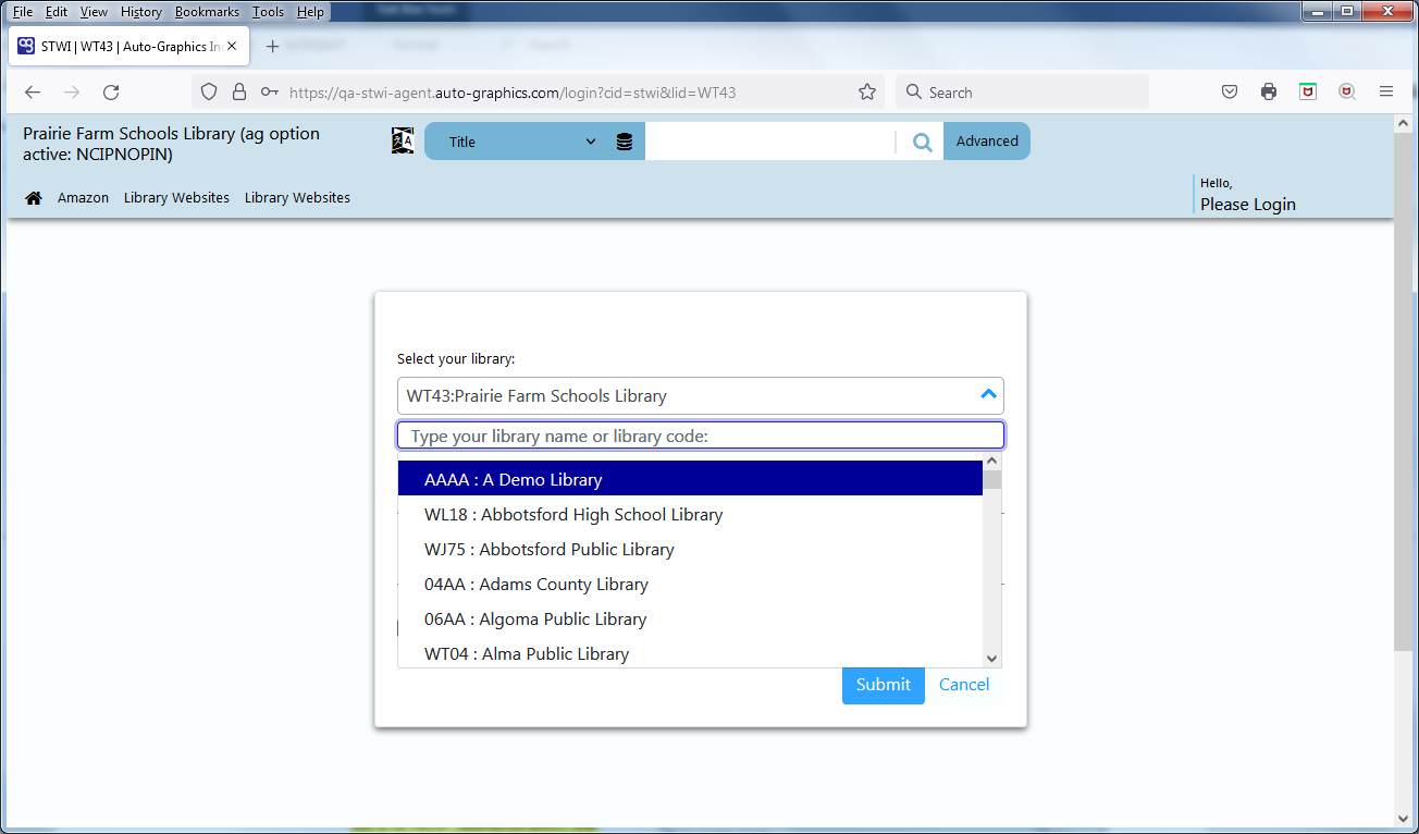 select your library menu SIP2_NCIP