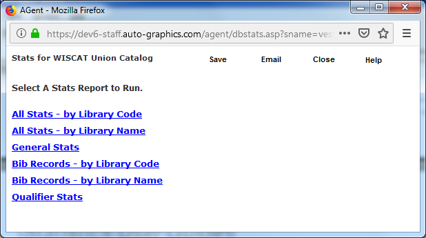 Database Statistics Screen