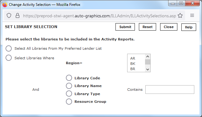 Set Library Selection Screen