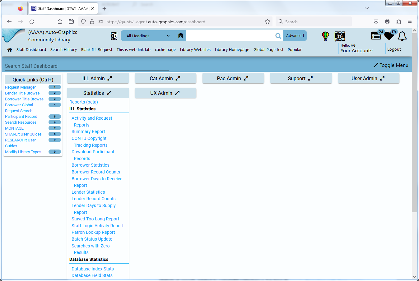 Statistics Menu