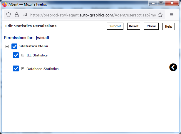 Statistics Permissions Screen