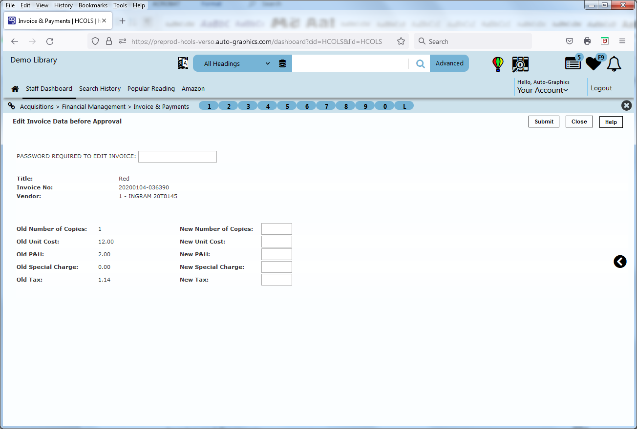 Edit Invoice Data before Approval Screen