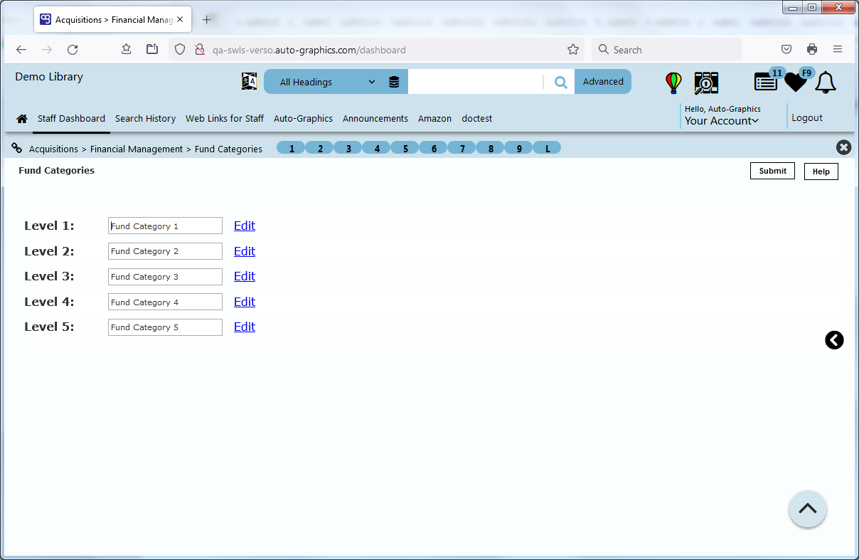 Fund Categories Screen