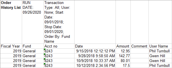 Fund History Report