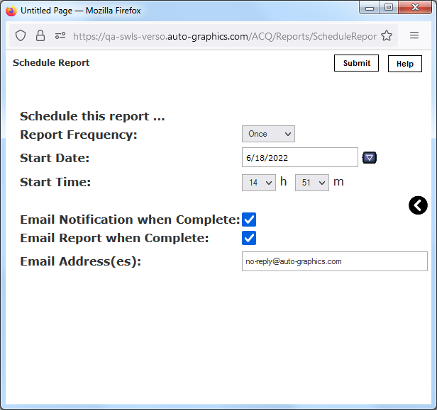 Scheduling Options Screen