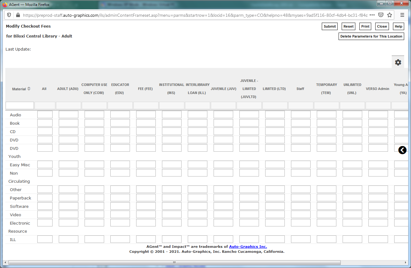 Modify Checkout Fees Screen