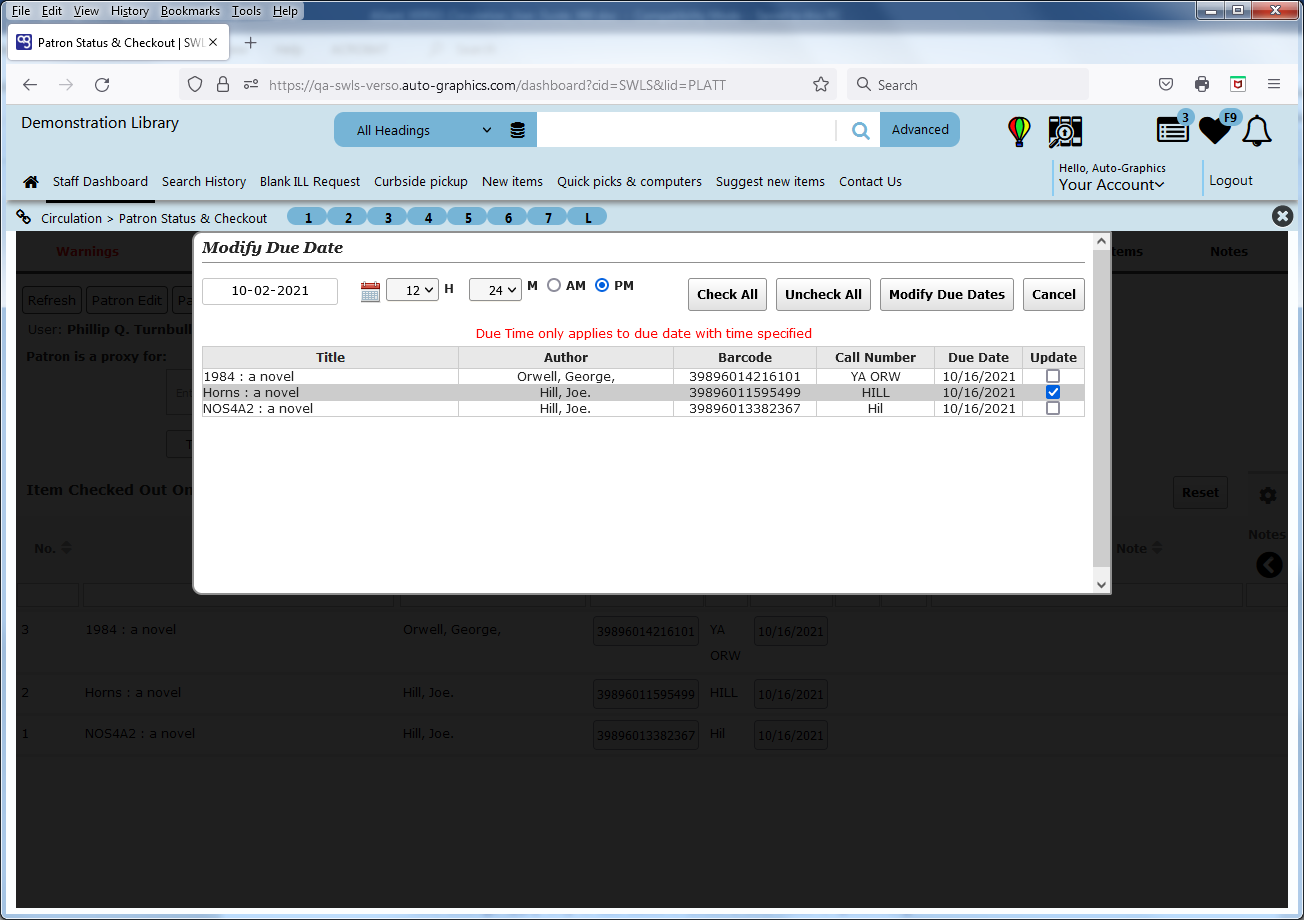 Modify Due Dates Dialog