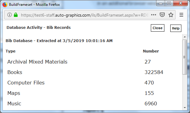 Bib Database Screen