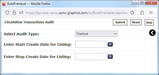 Circulation Transaction Audit Screen