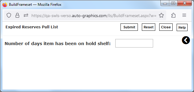 Expired Reserves Pull List Screen