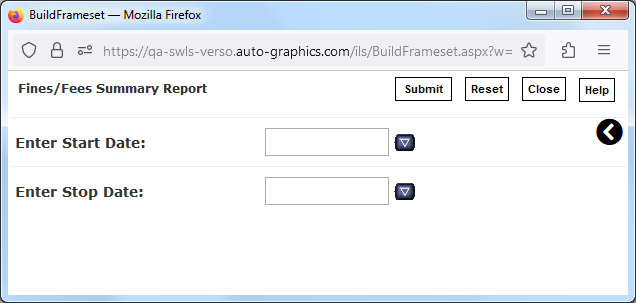 Fines/Fees Summary Report Screen