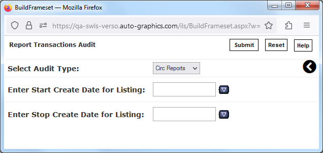 Report Transaction Audit Screen