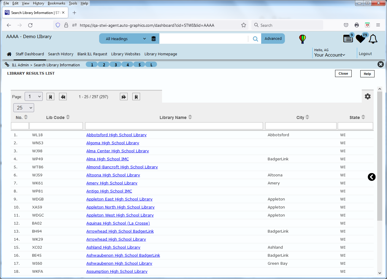 Library Results List