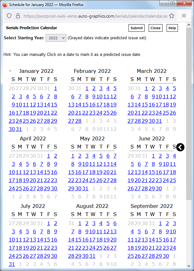 Serials Predictions Calendar