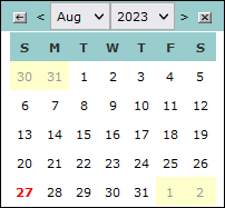 Date Entry Calendar