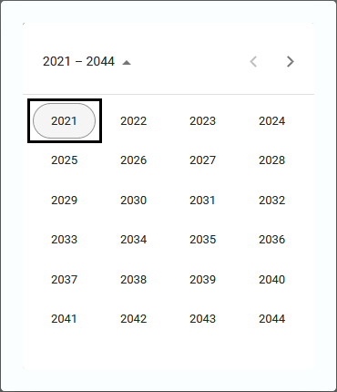 Date Entry Calendar - Years