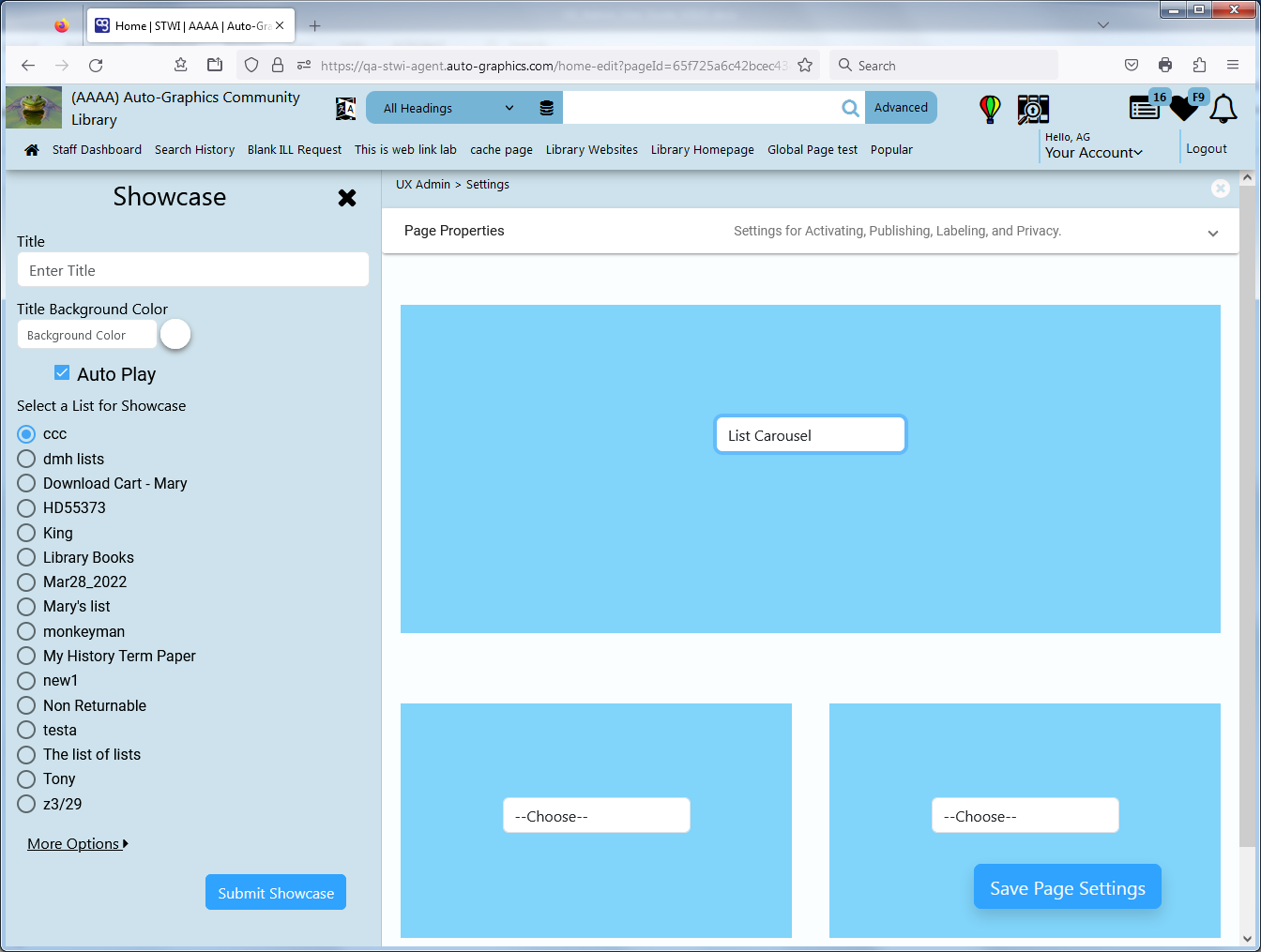 List Carousel Component Page