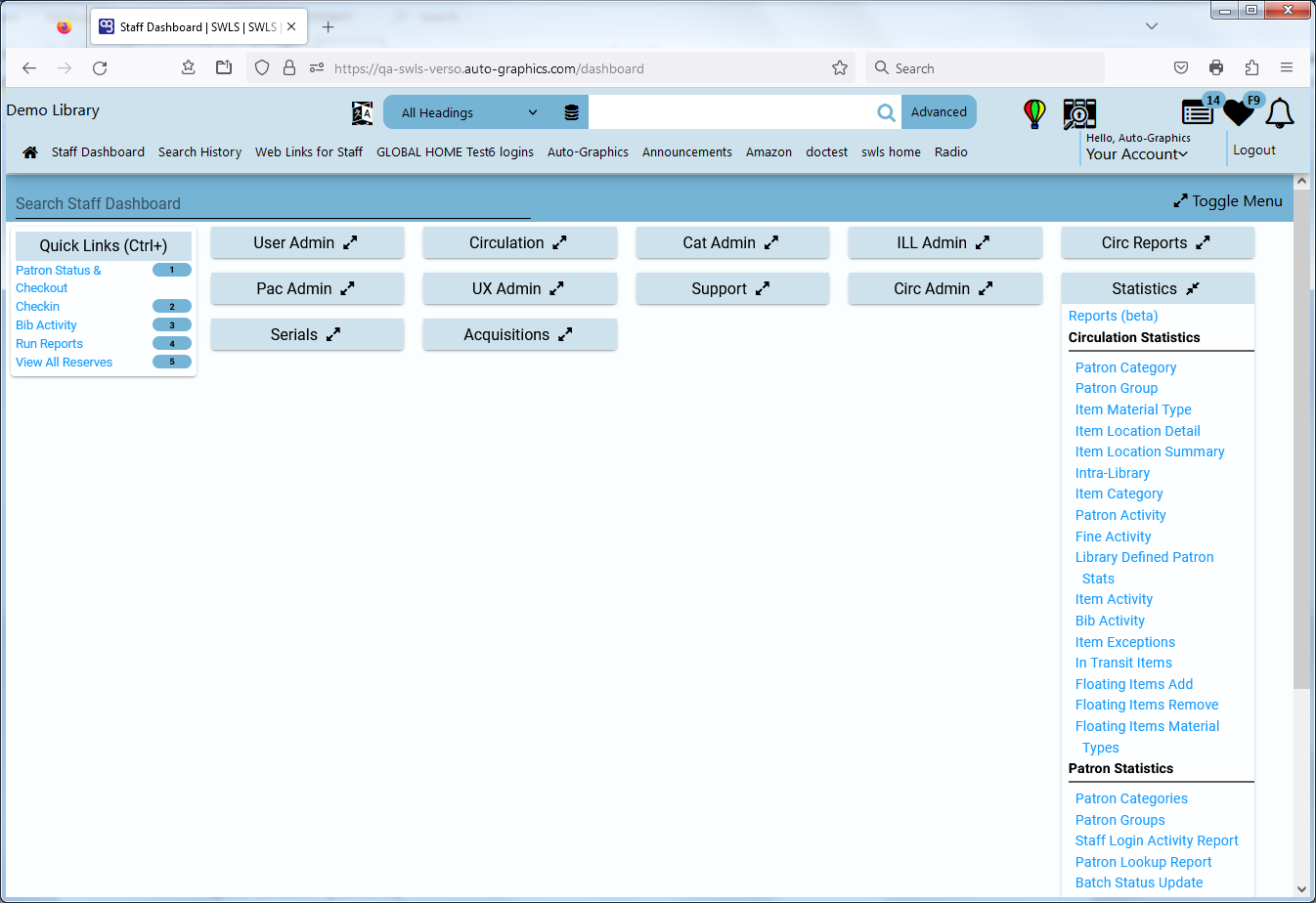 Statistics Menu