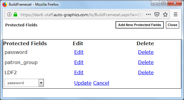 Protected Fields Screen