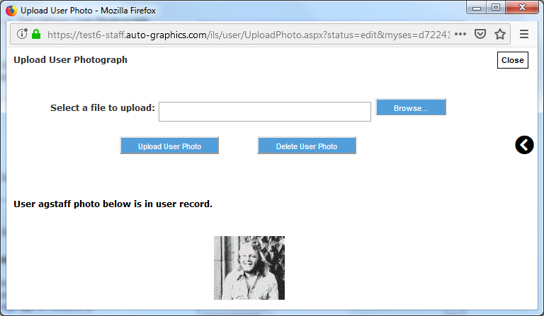 Upload User Photograph Screen